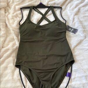 Hurley Green One Piece Swimsuit with Strappy Back